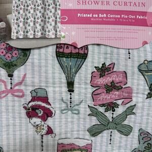 EnVogue Christmas Shower Curtain Santa Candy Pink New Free Shipping